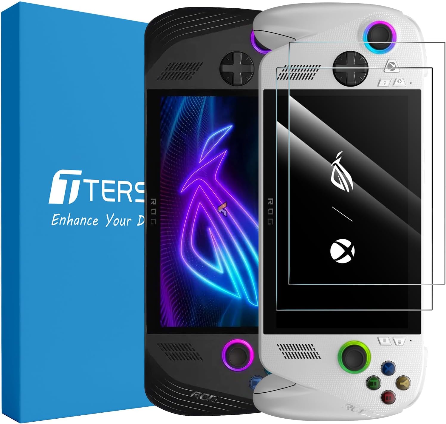T Tersely [2 Pack Screen Protector Glass for ASUS ROG Ally Handheld 7 inch 2023/ROG Ally X 2024, Premium 9H Tempered Glass Screen Protector for ROG Ally 7 inch