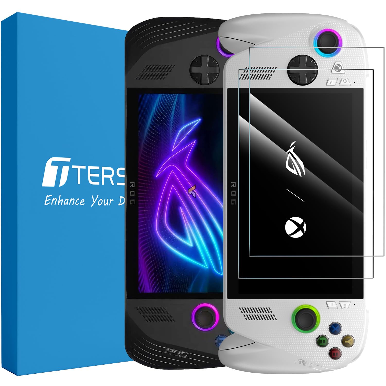 T Tersely [2 Pack Screen Protector Glass for ASUS ROG Ally Handheld 7 inch 2023/ROG Ally X 2024, Premium 9H Tempered Glass Screen Protector for ROG Ally 7 inch