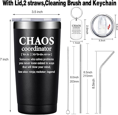Miniatura 3 de Fufandi Vaso de Coordinador del Caos, regalos de agradecimiento para compañeros de trabajo, enfermera, profesor, jefe, empleado, él, papá,