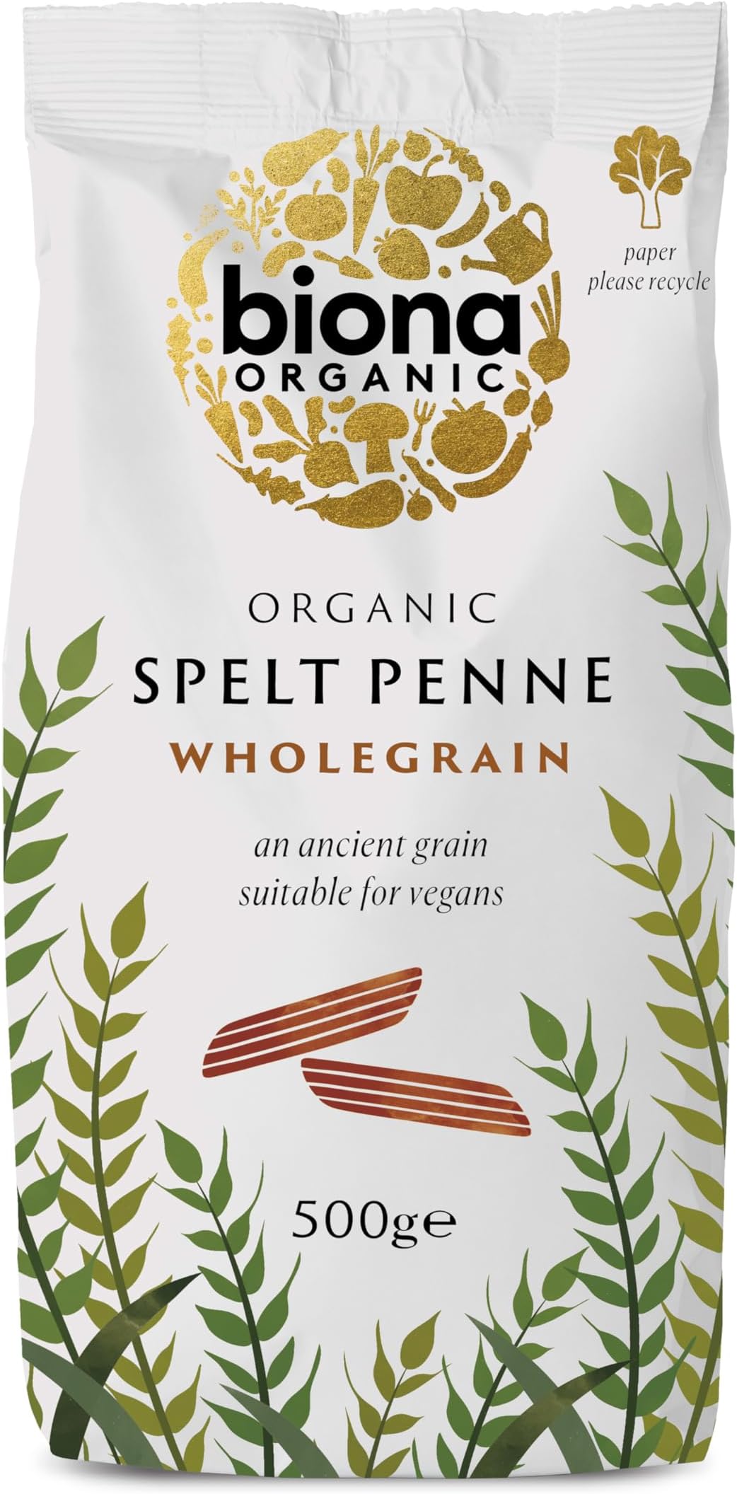 Biona Organic Wholegrain Spelt Penne, 500g