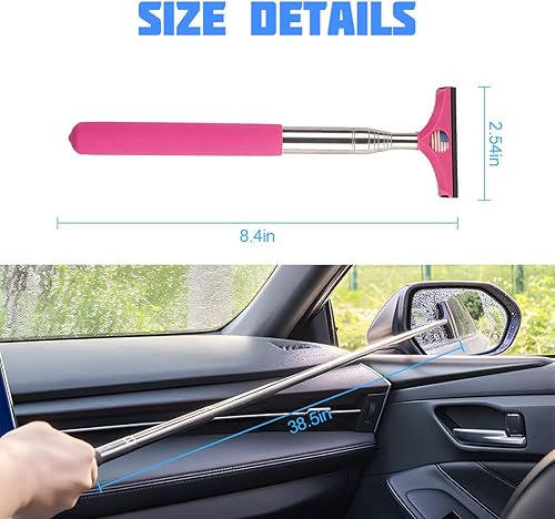 Miniatura 27 de Limpiador de espejo retrovisor de automóvil, escobilla retráctil de vidrio, limpiador de agua con varilla larga telescópica, herramienta de limpieza