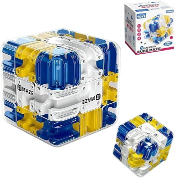 Large Labyrinth 3D Maze Cube, Logical Challenge 3x3 Maze Puzzle Cubes Toy for Stress Relief, 3D Rolling Ball Maze, Brain Teaser Cube Toy,Focus and Problem Solving Gift for Kids and Adults