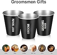 Vista 4 de PartyGifts&beyond 7 vasos de chupito para despedida de soltero de 2 onzas de acero inoxidable para padrinos de boda