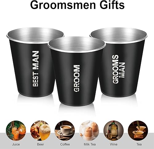 Miniatura 4 de PartyGifts&beyond 7 vasos de chupito para despedida de soltero de 2 onzas de acero inoxidable para padrinos de boda