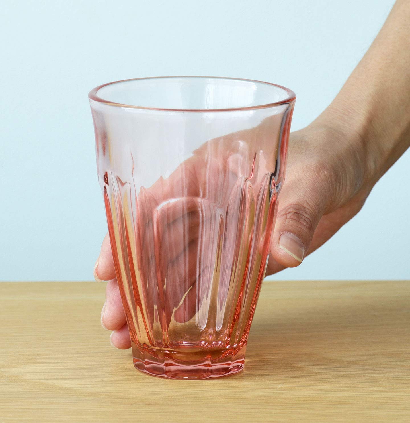 ADERIA F-49648 Clube Palette, Coral Pink, Large, Made in Japan, Glass, Clear, Highball, Cup, Wedding, Celebration, Beer, Stylish, Present, Glass, Sake, Birthday, Women, 60th Birthday, Men, Retirement,