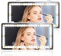 Vista 10 de SINGARO Espejo de tocador con visera solar para automóvil, espejo de maquillaje recargable con 60 LED, 3 modos de luz y control táctil regulable