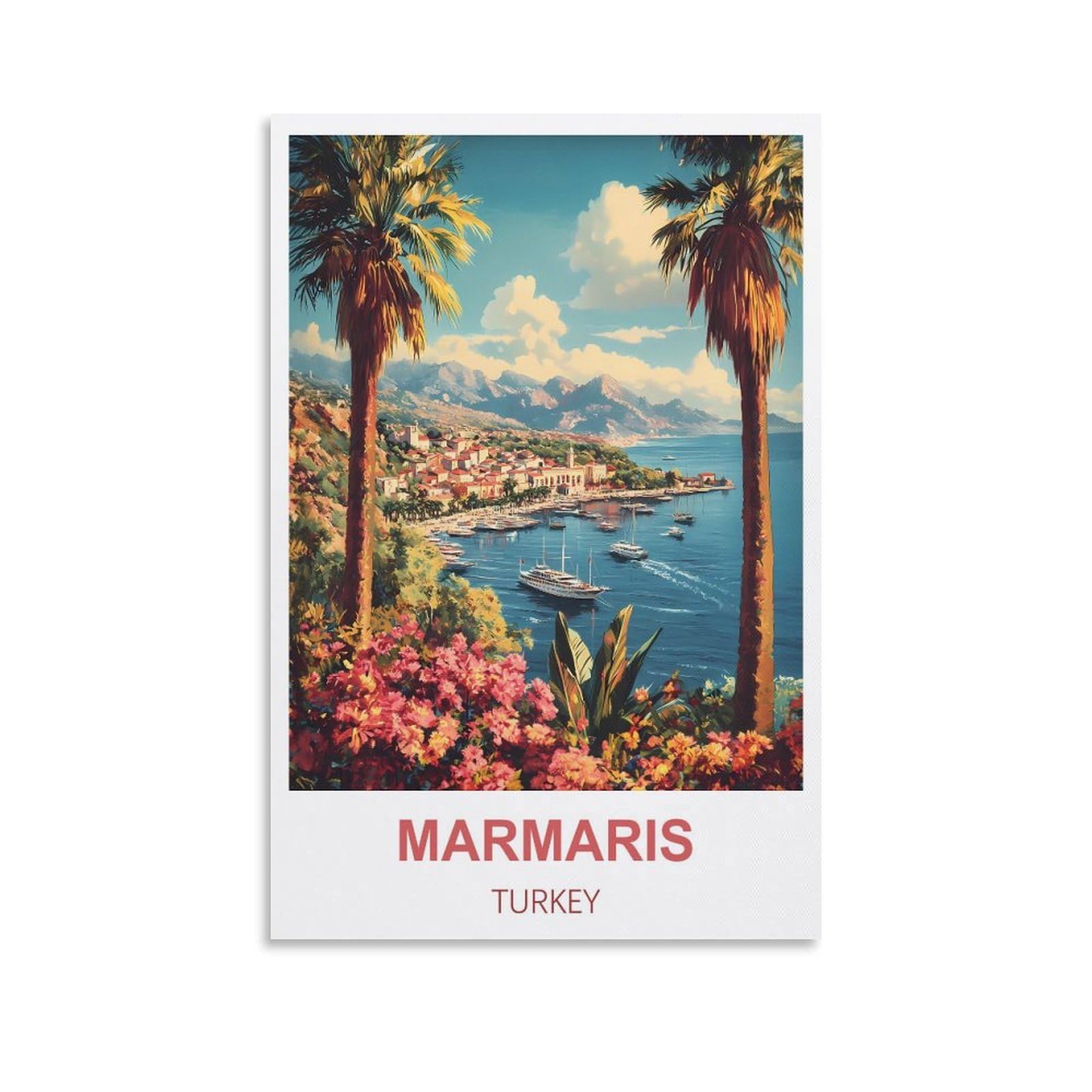 FJIWECWSQ Marmaris Turkey Vintage Travel Poster 08x12inch(20x30cm) Canvas Wall Art Painting Prints