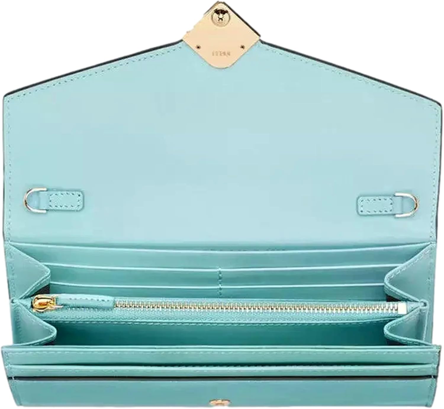 FENDI FF Diamonds Light Blue Leather Continental Wallet on Chain New image 2