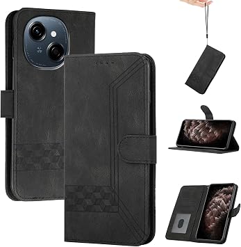 Cover Compatible with Tecno Spark 40C Phone Case Wallet Card Slot Flip Stand Black