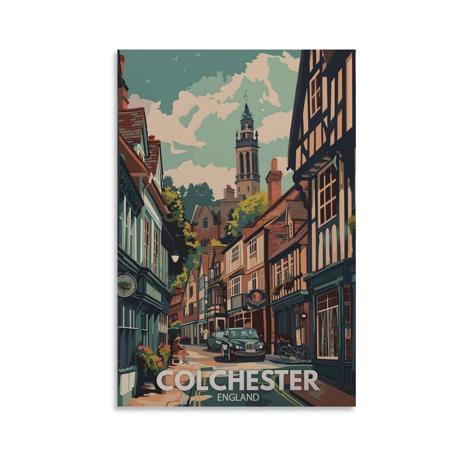 GQVCJSW Colchester Poster, British Travel Canvas Poster Bedroom Decor Landscape Office Room Decor Gift 20x30inch(50x75cm)