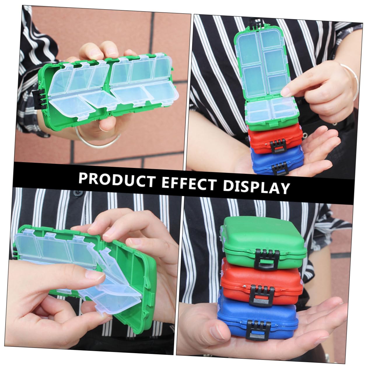 TOBBOMEY 3pcs Fishing Tackle Storage Box Portable Bait Hook Case Compact Organizer with Dividers for Fishing Accessories for Anglers and Fishermen Selection Color