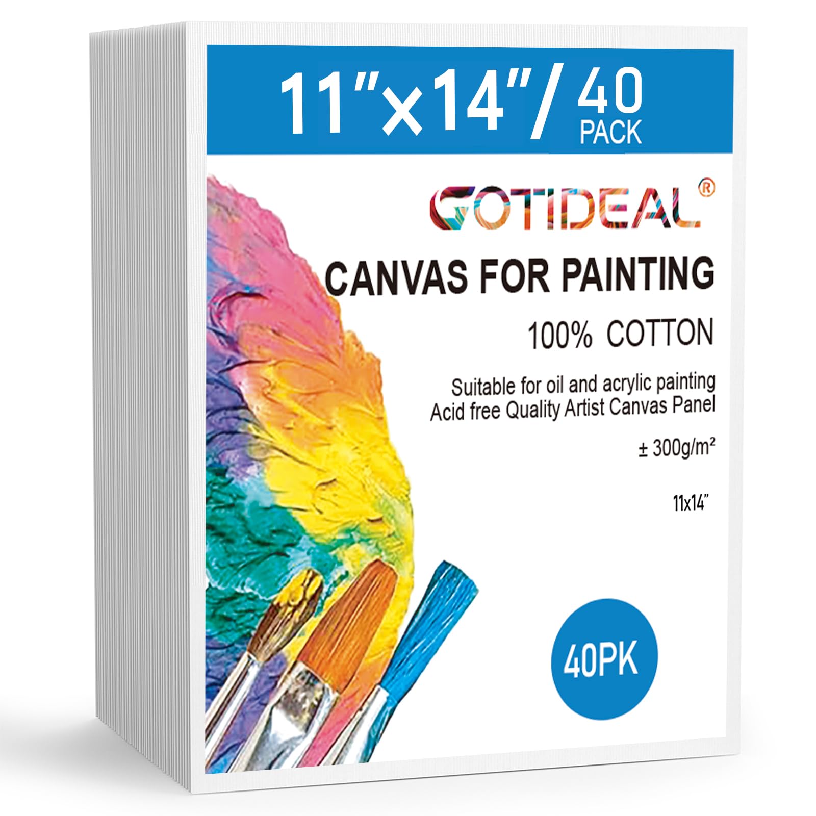 GOTIDEAL Bulk Canvases for Painting, 11x14 inch Value Pack of 20, Gesso Primed White Blank Canvas Boards - 100% Cotton Art Supplies Canvas Panel for Acrylic Paint, Pouring, Oil Paint, Gouache