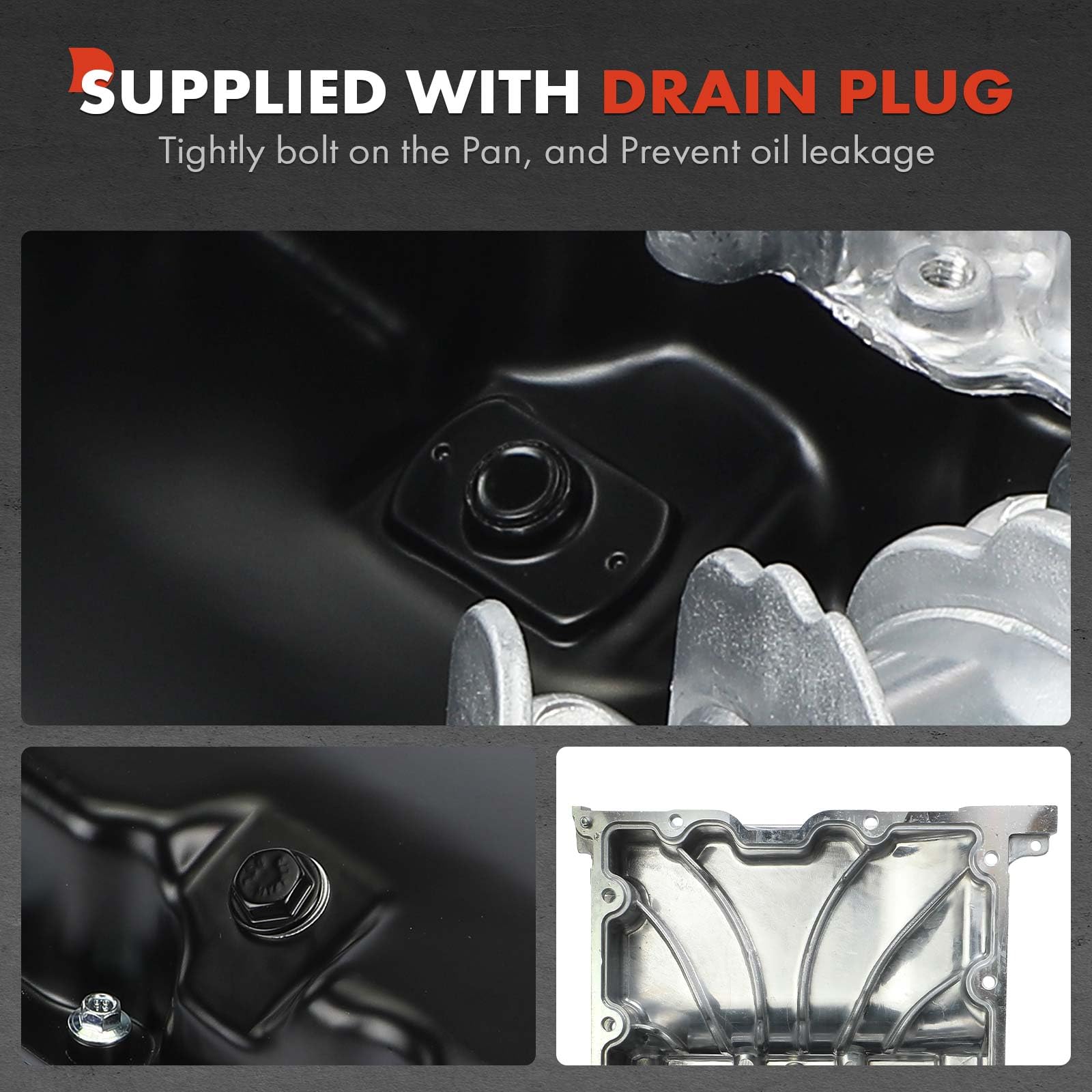 A-Premium Upper Engine Oil Pan Sump With Drain Plug - Fits Chevy Malibu, Cruze, Spark, Volt & Buick Encore (2016-2017)