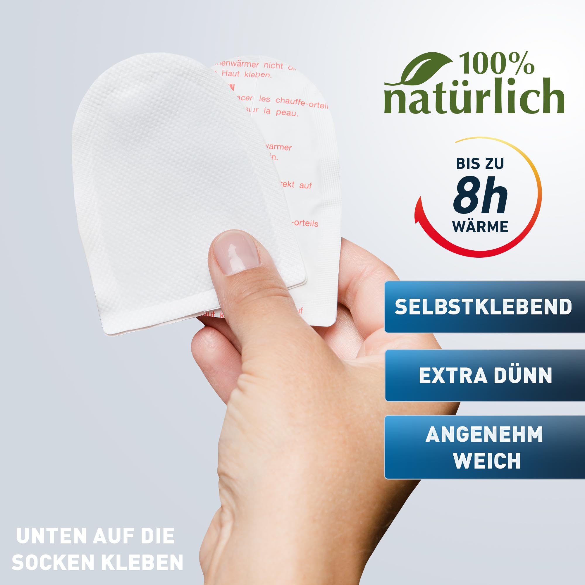 THE HEAT COMPANY Fußwärmer - 5, 15 oder 40 Paar - EXTRA WARM - klebend - Zehenwärmer - 8 Stunden warme Füße - sofort einsatzbereit - luftaktiviert - rein natürlich - für alle Größen