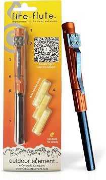 Fire FluteTM EDC Aluminum Signal Whistle with Built-in Ferro Rod & Water-Tight Tinder Compartment | Compact Survival Gear for Camping & Hiking