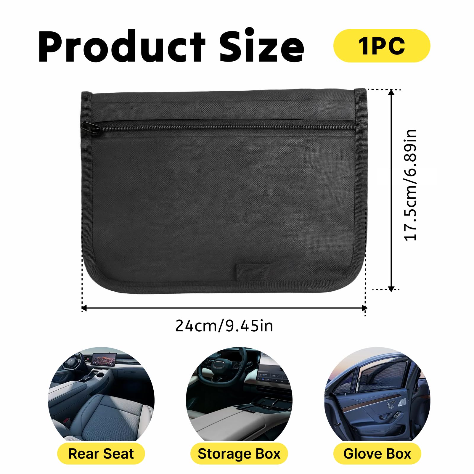 Carpeta de Coche Organizador de Guantera A5, Porta Documentos Coche con Cremallera, Portadocumentos A5 con Múltiples Compartimentos para Papeles del Vehículo