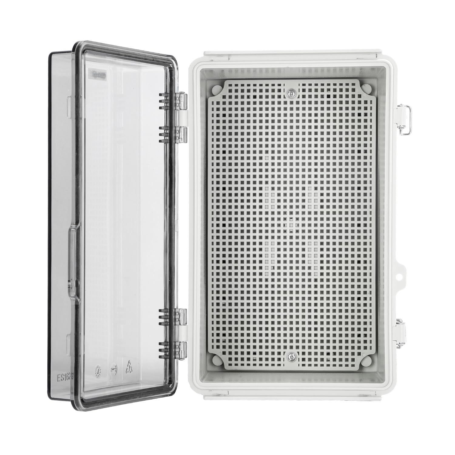 Mollom Außen-Verteilerdose mit transparenter Abdeckung（260x160x130mm） | Wasserdicht IP67, Edelstahlverschluss, Montageplatte mit Wandhalterungen für Elektroprojekte(10.2x6.3x5.1Zoll)