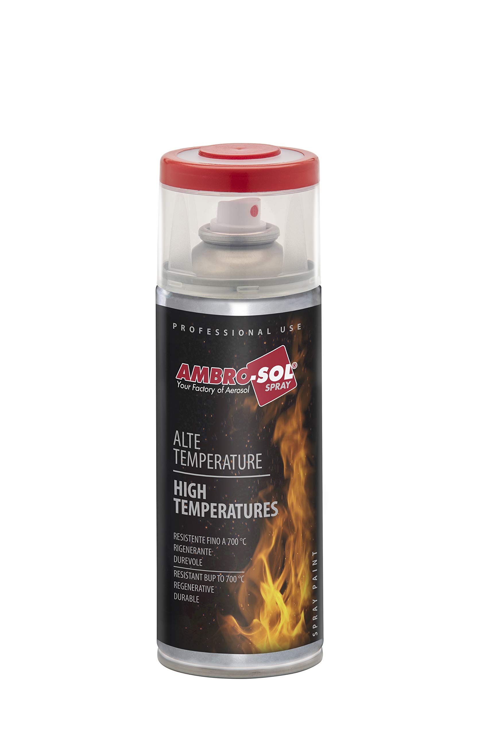 Ambro-​Sol V400TEMP4 Smalto / Vernice Alte Temperature, Consente di Rinnovare le Superfici Normalmente Soggette ad Alte Temperature, Bomboletta Spray in Banda Stagnata Riciclabile 400 ml, Bianco