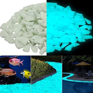 Glow in The Dark Gravel, Fluorescent Glow in The Dark Rocks Decorations Fish Tank Rocks Decorative Aquarium Gravel Stones for Garden Room Planter Aesthetic, 300g/ 0.66lb (8-15 mm, Blue Green)