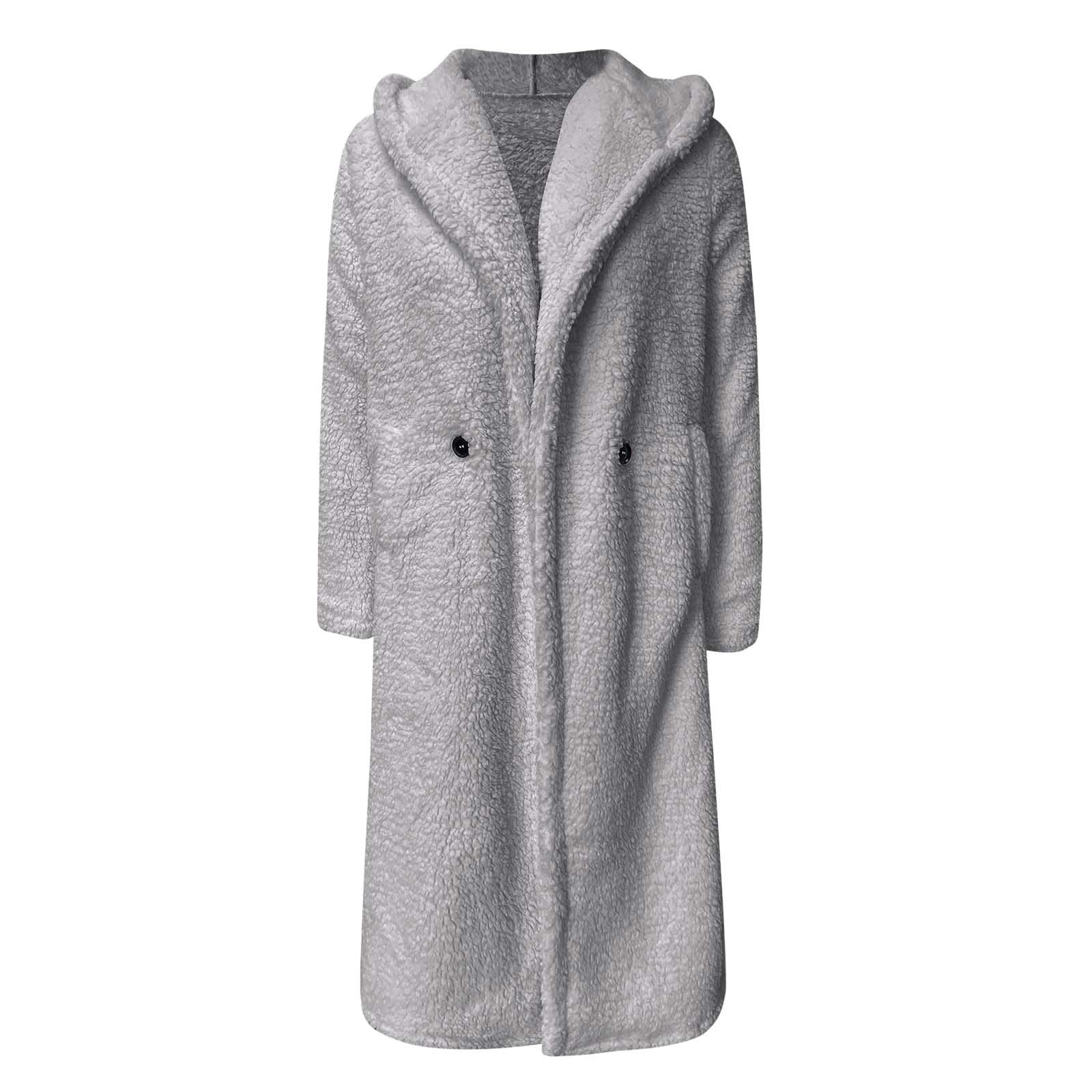 Generisch 2026 Mujer Invierno 2024 Manga Larga Sólido Forro Polar Frente Abierto Con Chaqueta Chaqueta Con Bolsillos Talla Grande Abrigo