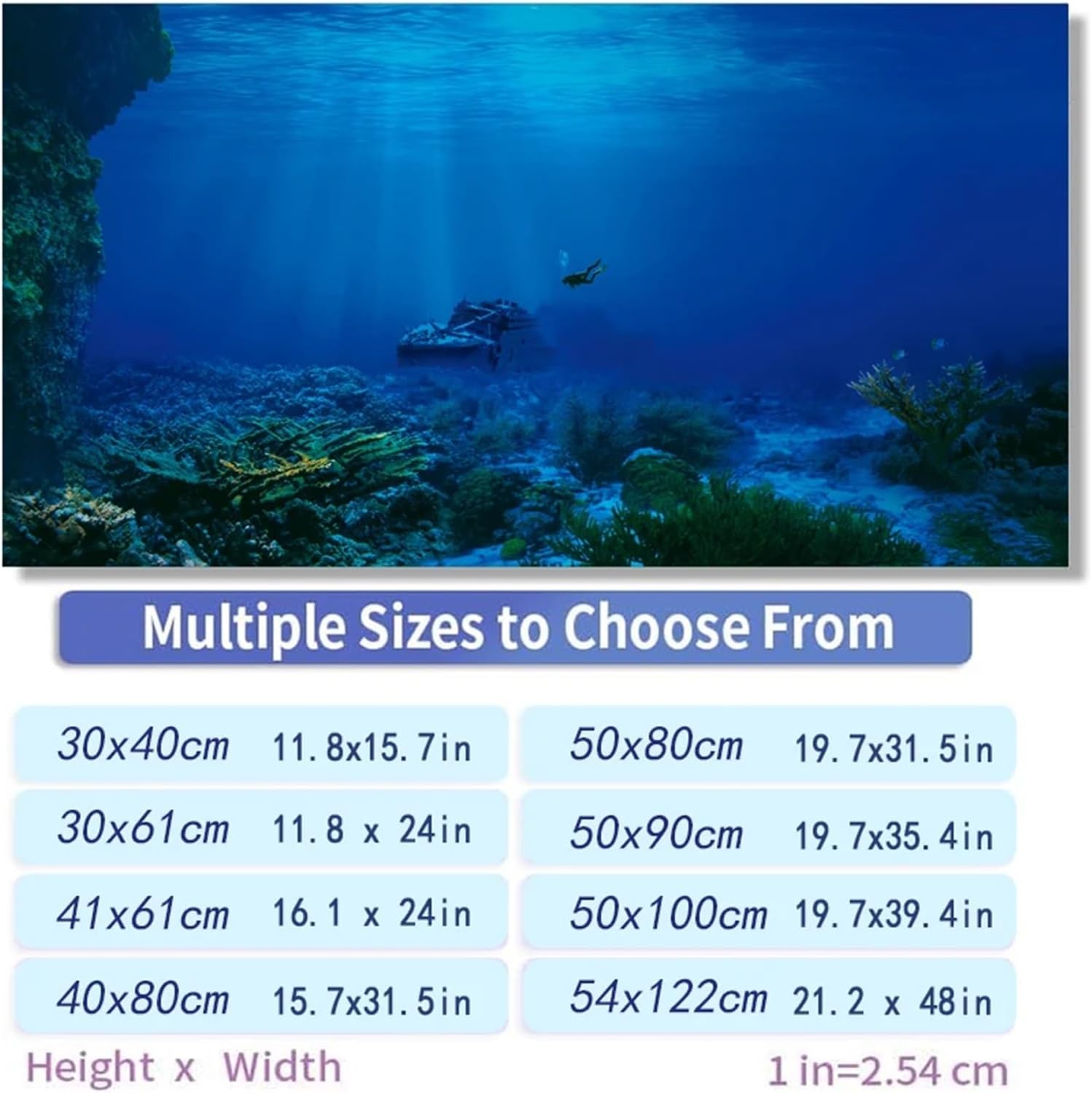 Deep Blue Sea Bottom Aquarium Sticker Background Poster Rock Stone Self Adhesive Fish Tank Wallpaper Background(54x122cm)