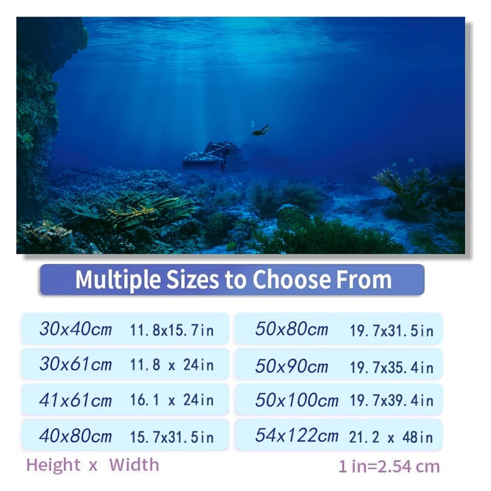 Poster di Sfondo Adesivo for Acquario con fondale Marino Blu Profondo(50x100cm)