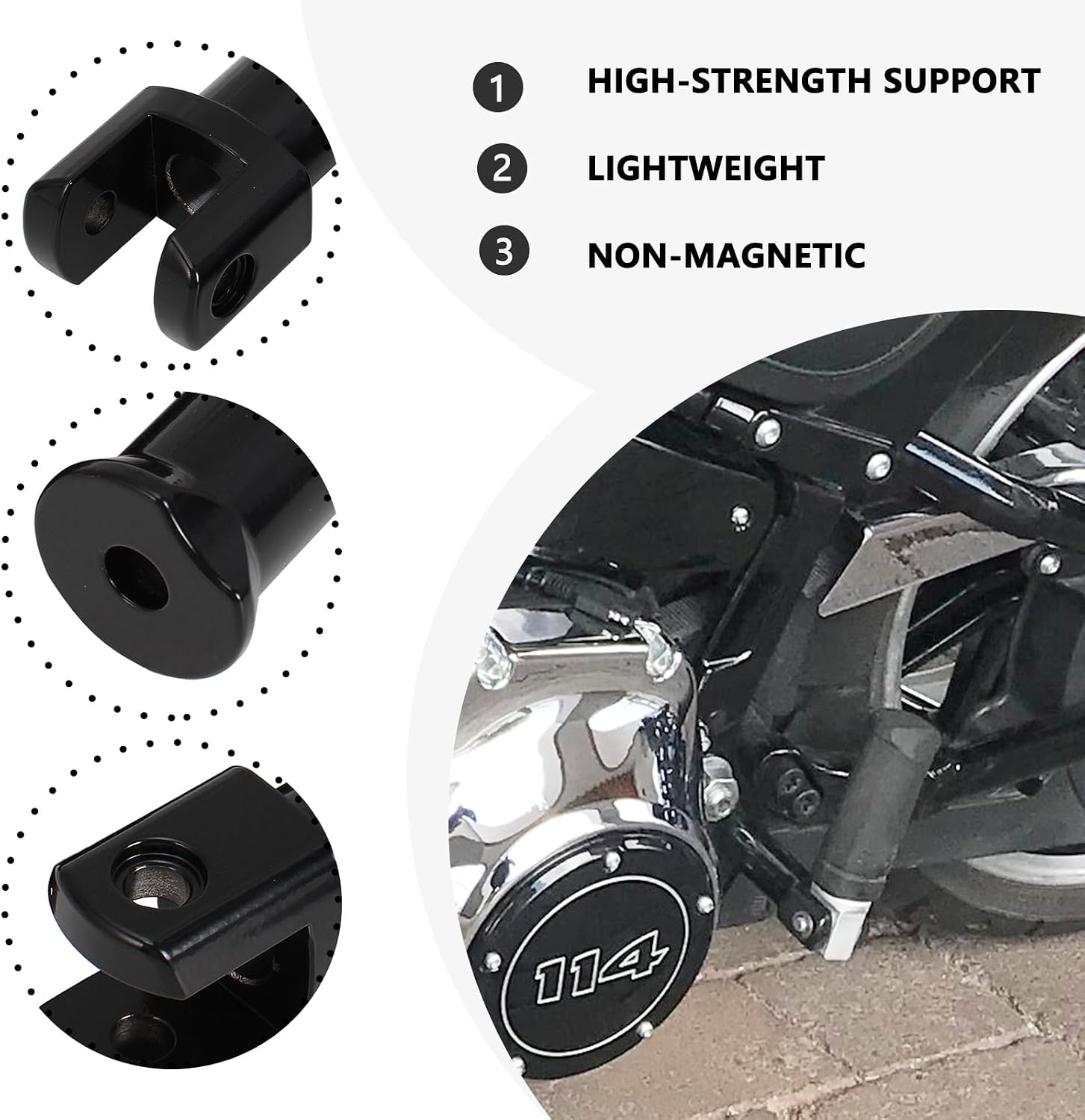 Footpeg Supports,Passenger Foot Rest Brackets Compatible with Harley Softail Deluxe Fat Boy Heritage Sport Glide Softail Slim Street Bob Breakout Low Rider Models 2018-2026 (Black)