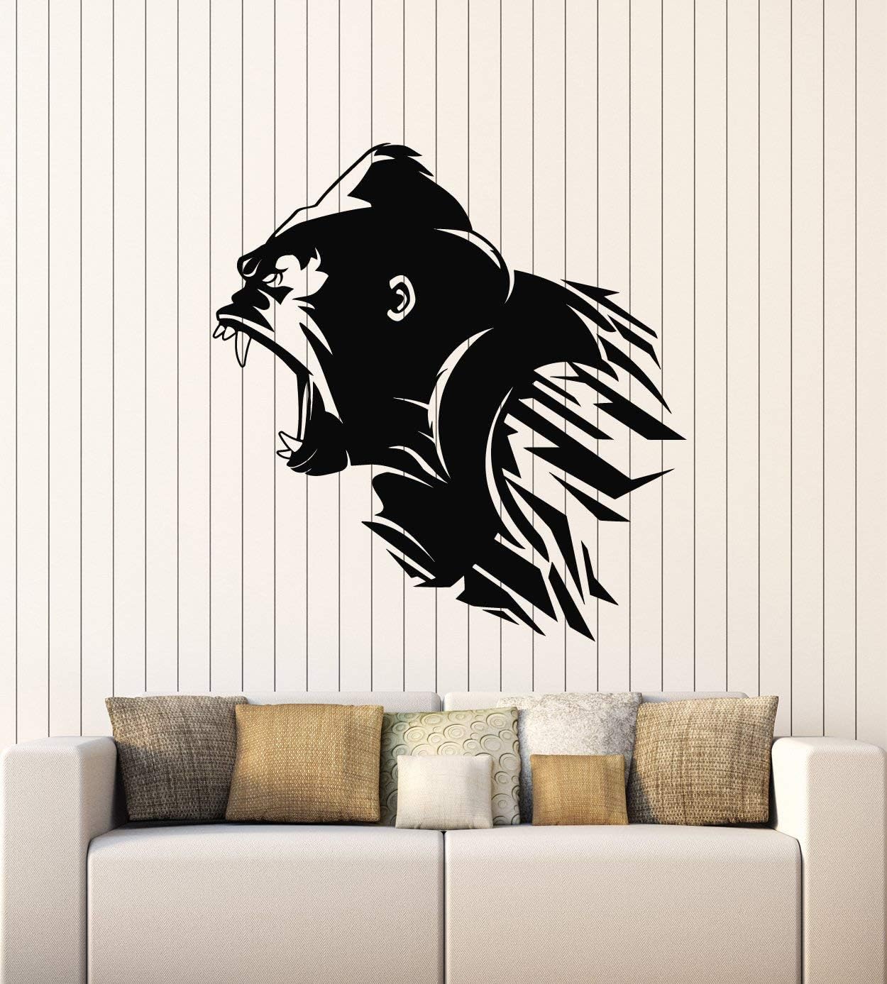 WallStickers4ever Vinyl Wall Decal Angry Gorilla Head Animal Zoo Teen Room Stickers Mural Large Decor (g1228) Black