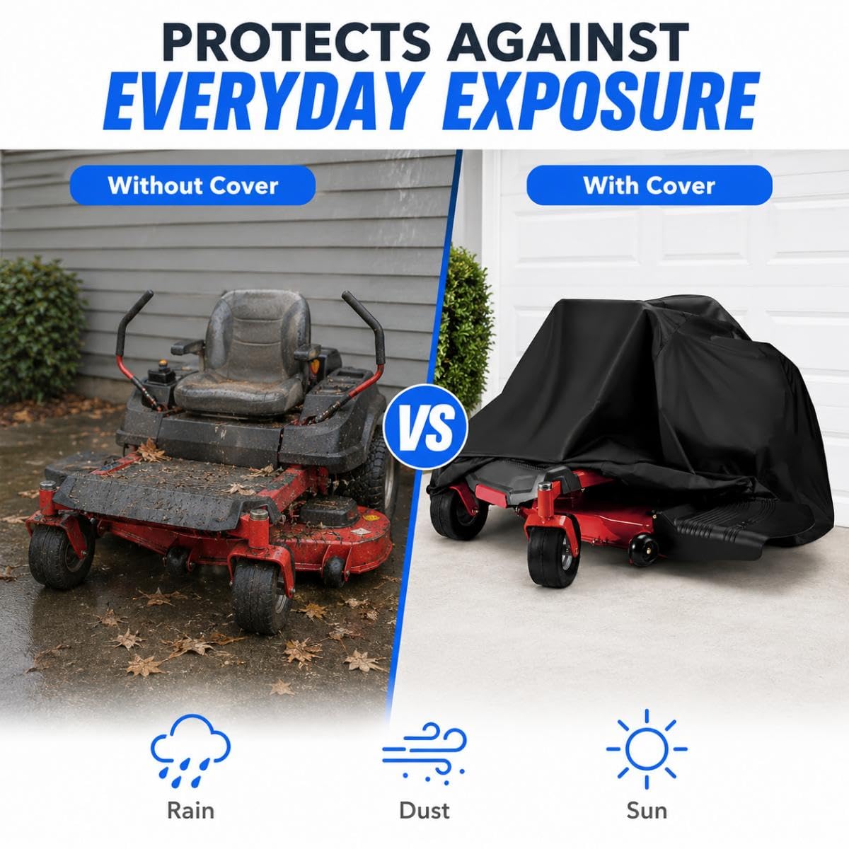 Funda Protectora Cortacésped para Wright WZ48FX801E WZ52FX801E | Funda para Tractor Cortacsped Cubierta del Tractor de Jardín Cubierta Impermeable Cortacésped Resistente Polvo Nieve Lona
