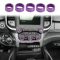 Vista 16 de Voodonala Para Dodge RAM Aire Acondicionado Faro Interruptor CD Perilla Trim para Dodge RAM 2013-2017 Aluminio 5pcs Azul