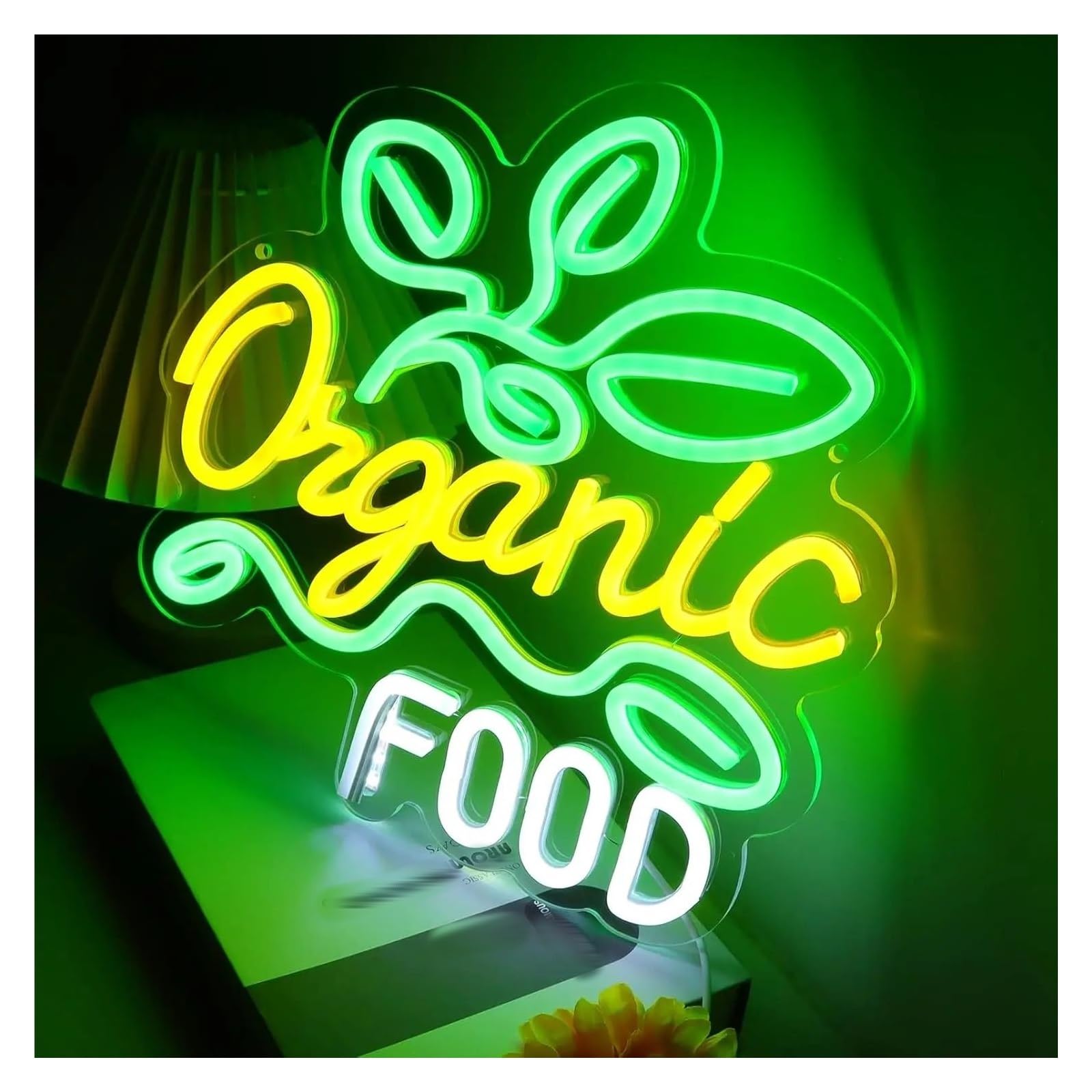 Decoración Lámparas Letrero De Neón Organic Food Con Atenuación USB Para Cocina, Supermercado, Restaurante, Comedor, Decoración Del Hogar,30.5x30.5cm