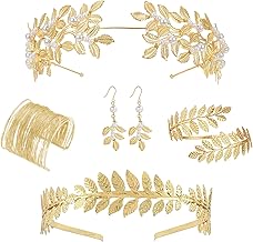 Greek Goddess Accessories, High Quality Alloy Greek Goddess Costume Accessories Women's Headband Earrings and Bracelets for Women and Girls Headpiece Wedding Ceremony