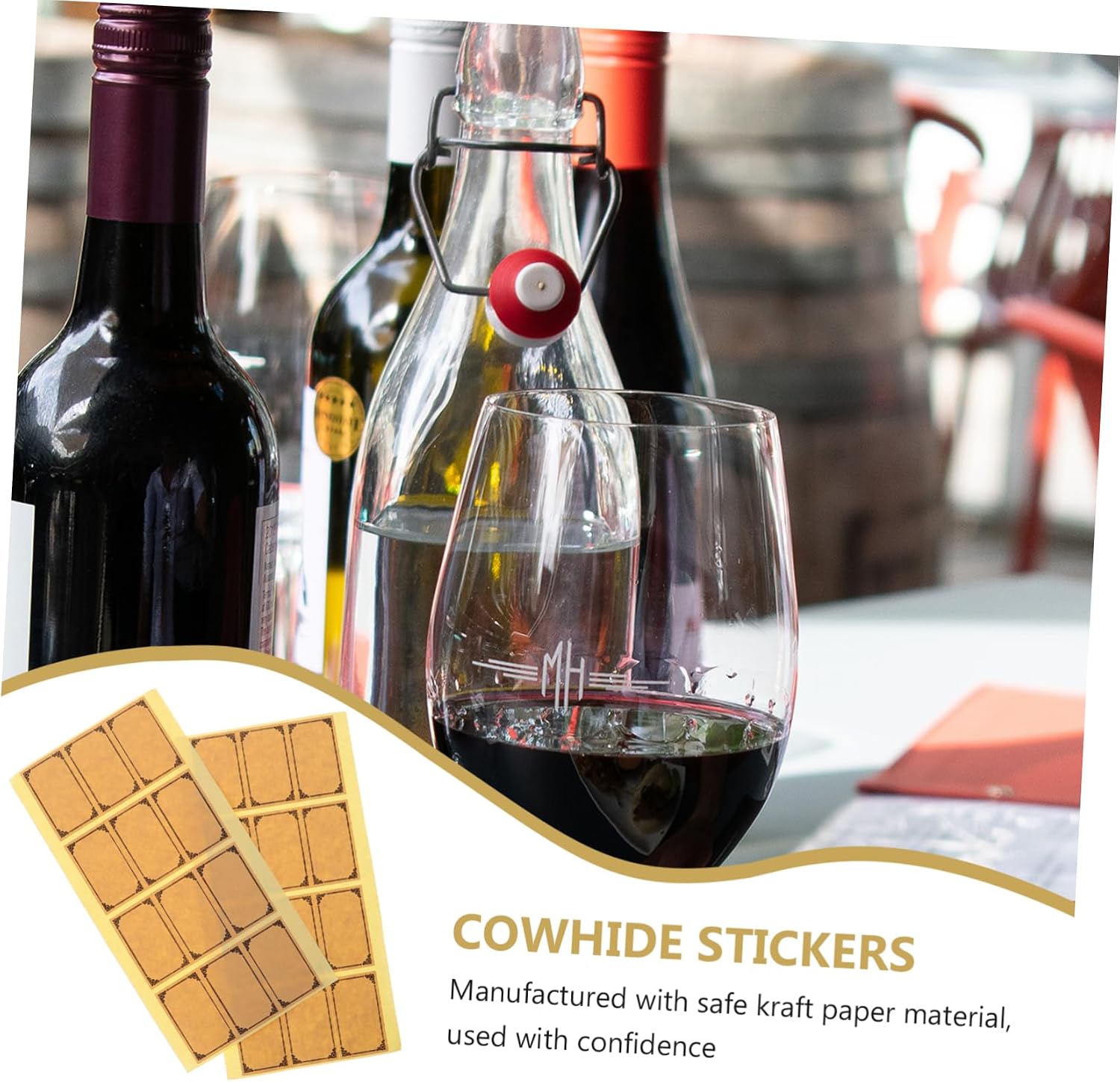SOLUSTRE 1 Set Wine Label Sticker Stickers Square Labels Bottle Labels Blank Vintage Square Sticker Beige Paper