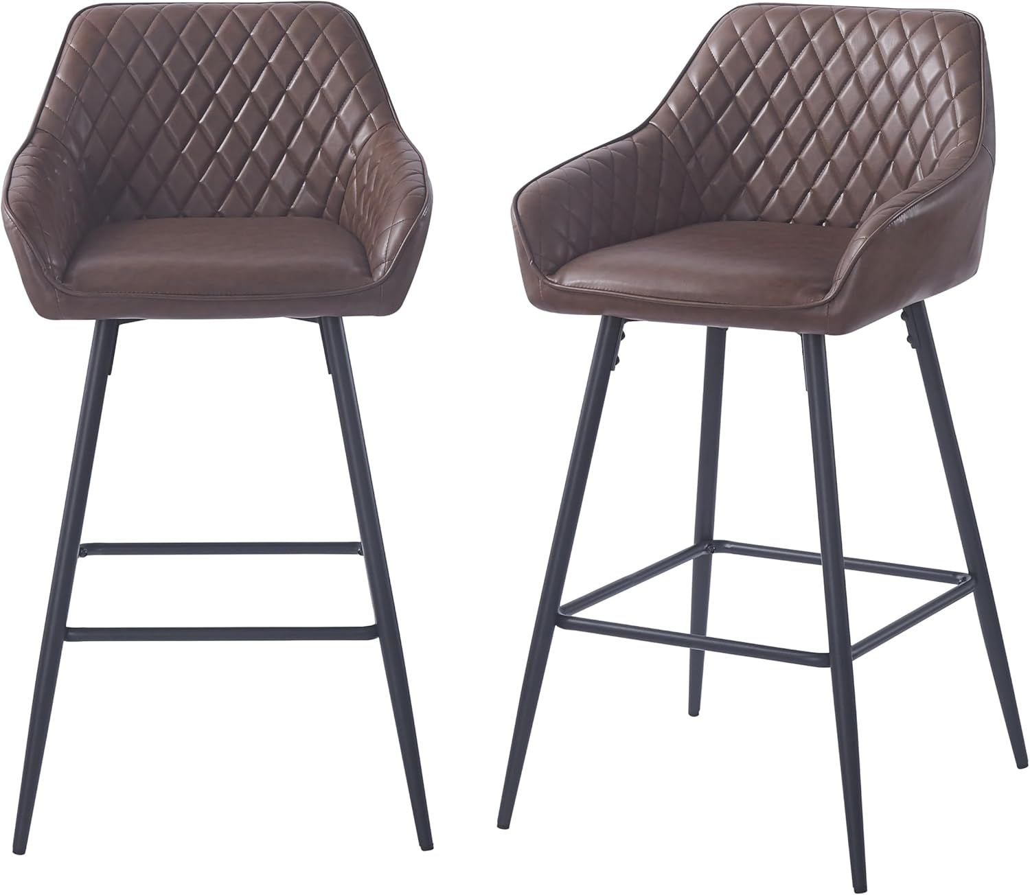 Requena Pair of Bar Stools Leatherette Exterior with Armrest & Backrest