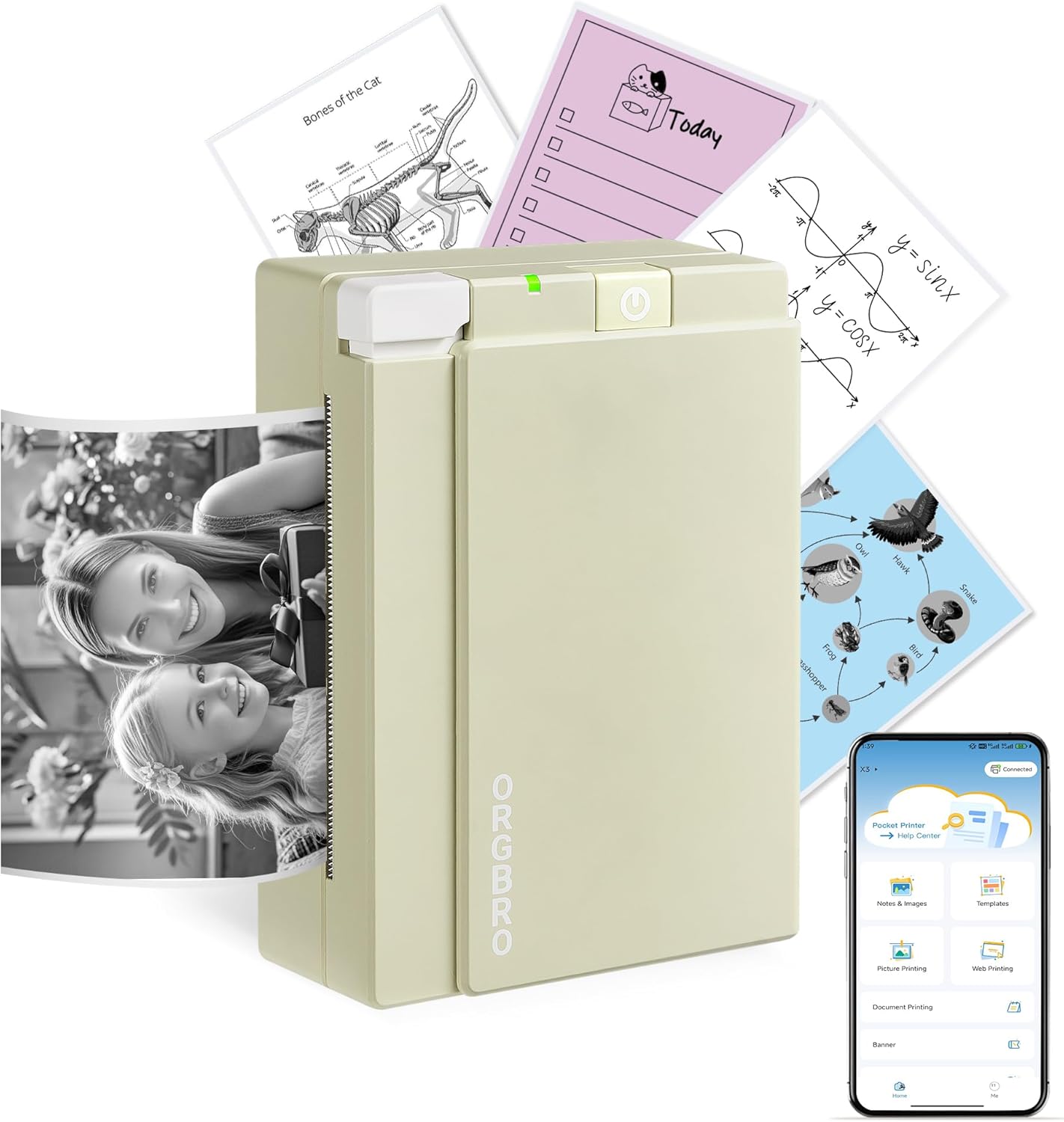 ORGBRO X3 Sticker Printer – 2-3 inch, Bluetooth thermal printer