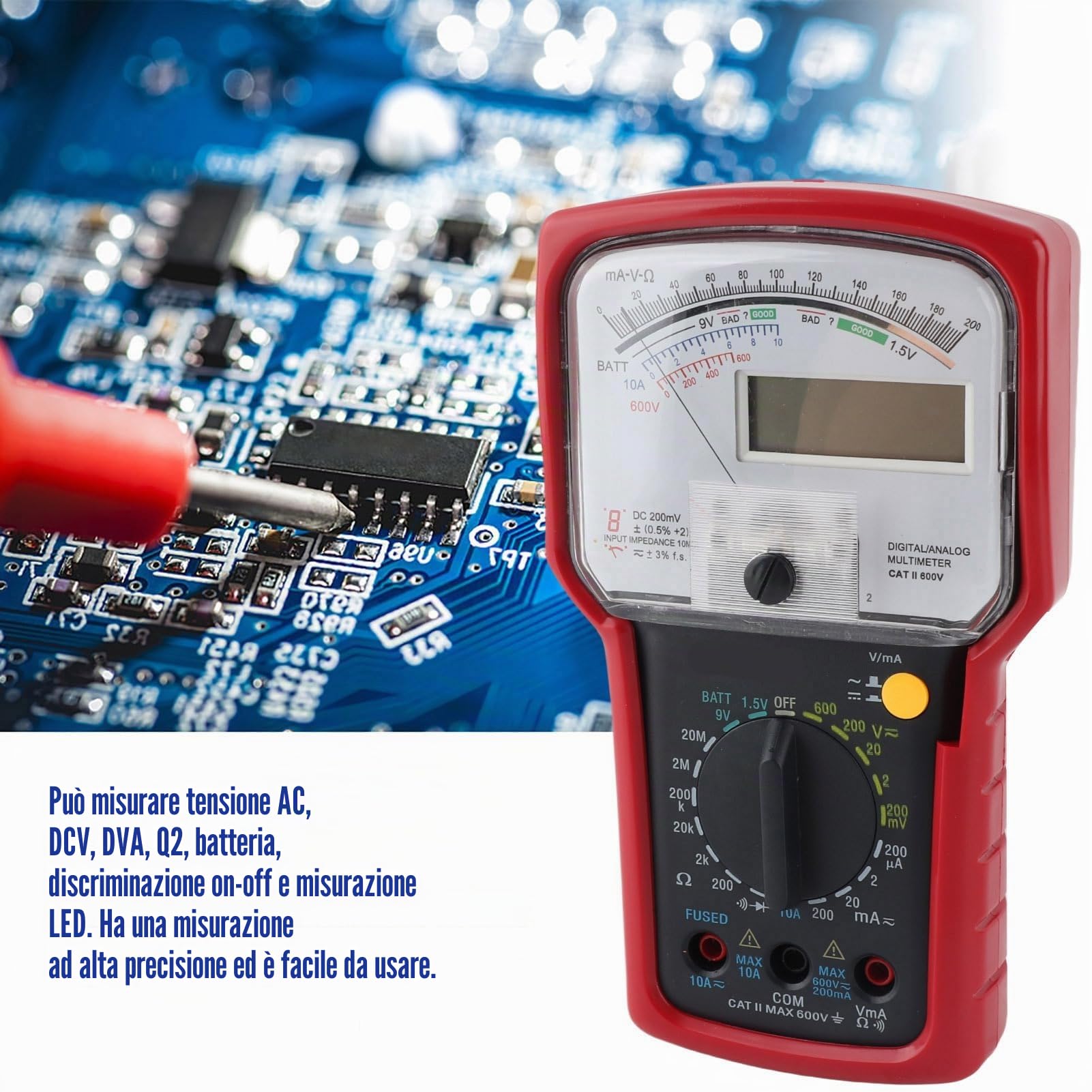 KT7030 Multimetro digitale analogico Alta sensibilità Tester elettrico multifunzione a doppio display ad alta precisione per elettricisti professionisti Ingegneri Appassionati di