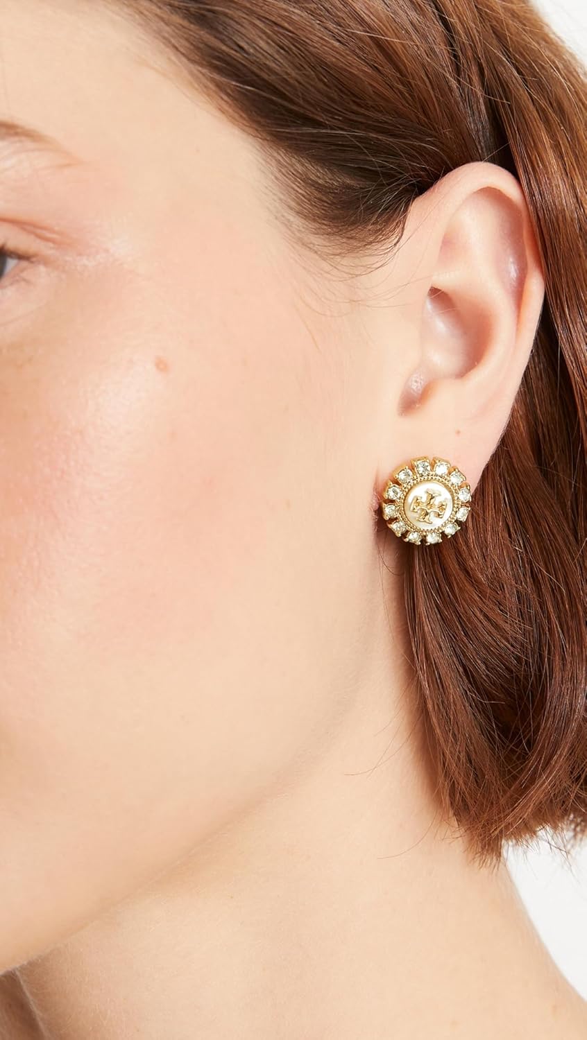 Tory Burch Women's Moondance Mother of Pearl and Crystal Stud Earrings