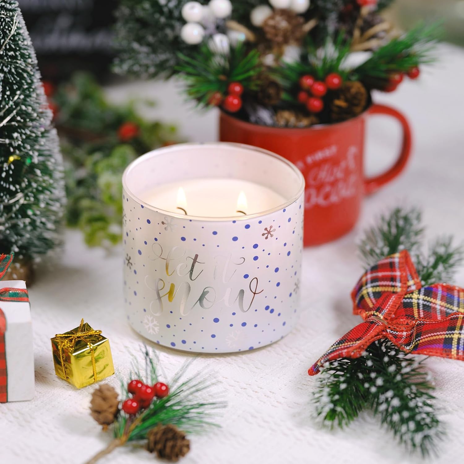 Christmas Candles, Winter Snowflakes Candle, Winter Pine Scented Candle, Large 3 Wicks, 14 oz Christmas Scented Candles - Image 7