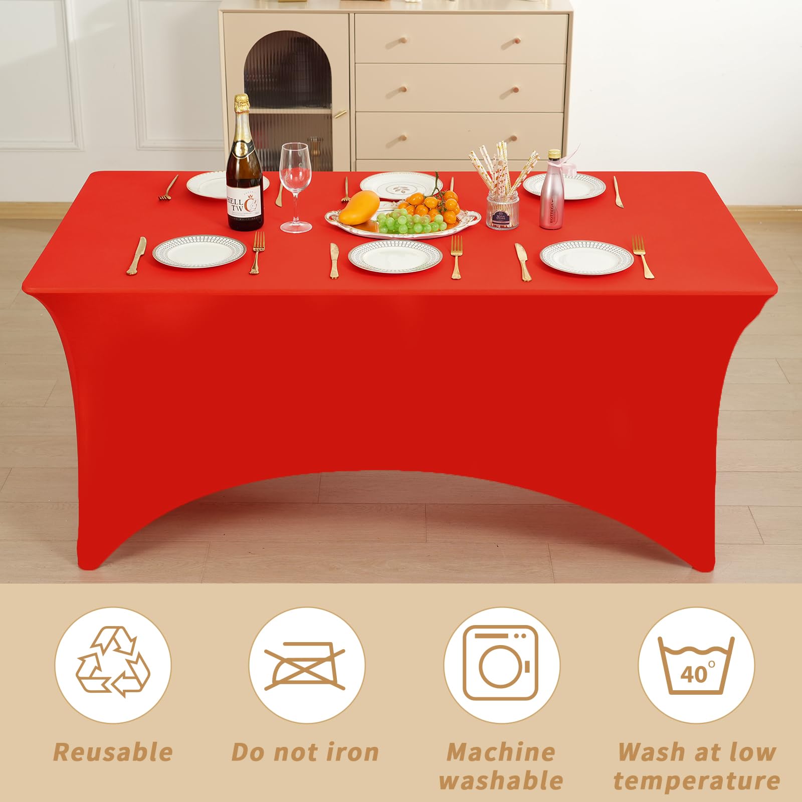 Fixwal Paquete de 3 manteles rectangulares de 1.8 m, rectangulares, elásticos, de Elastano, Ajustables, para Fiestas de Festivales, Decoraciones de Navidad, ferias, Banquetes, Bodas, Eventos