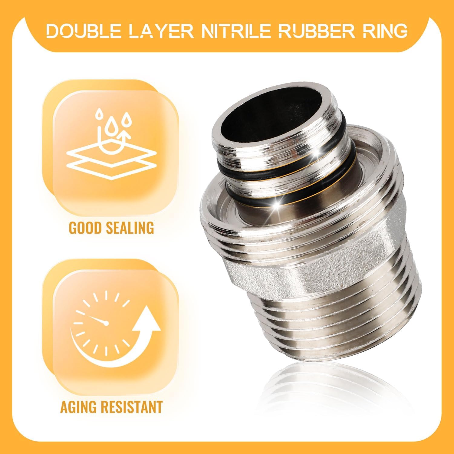 2Pcs 3/4" Straight Air Piping Fittings, 3/4" x 3/4" Male NPT Threads Adapter Fittings, Nickel Plated Brass For Shop Compressed Air Line System