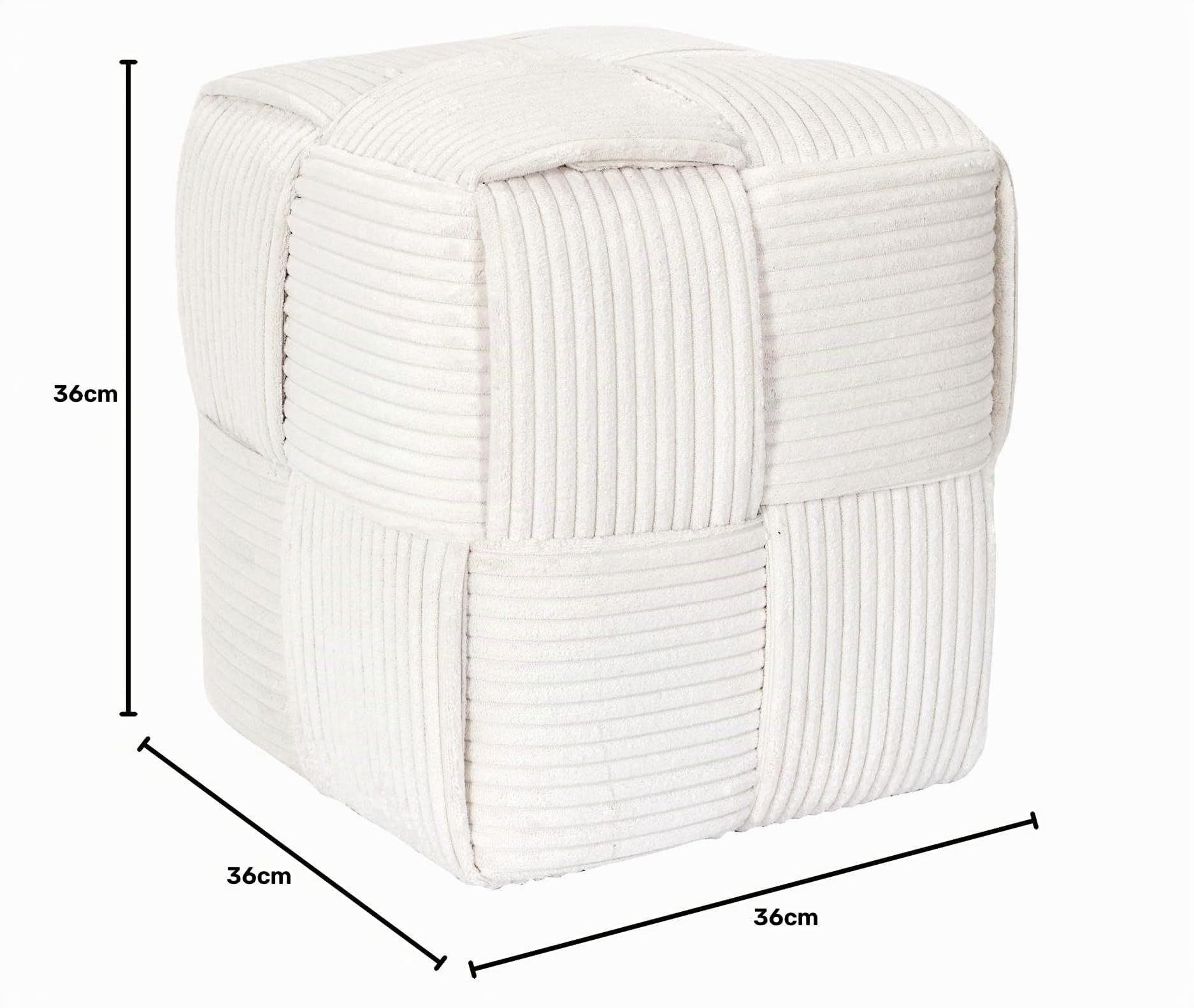 HOME DECO FACTORY Pouf Côtelé Tressé Siège et Repose-Pieds Beige