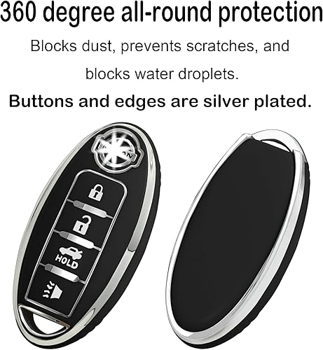 Miniatura 7 de Funda para llavero con llaverollavero, funda de TPU suave de 4 botones, compatible con llave de automóvil Versa Sentra, ect (blanco)