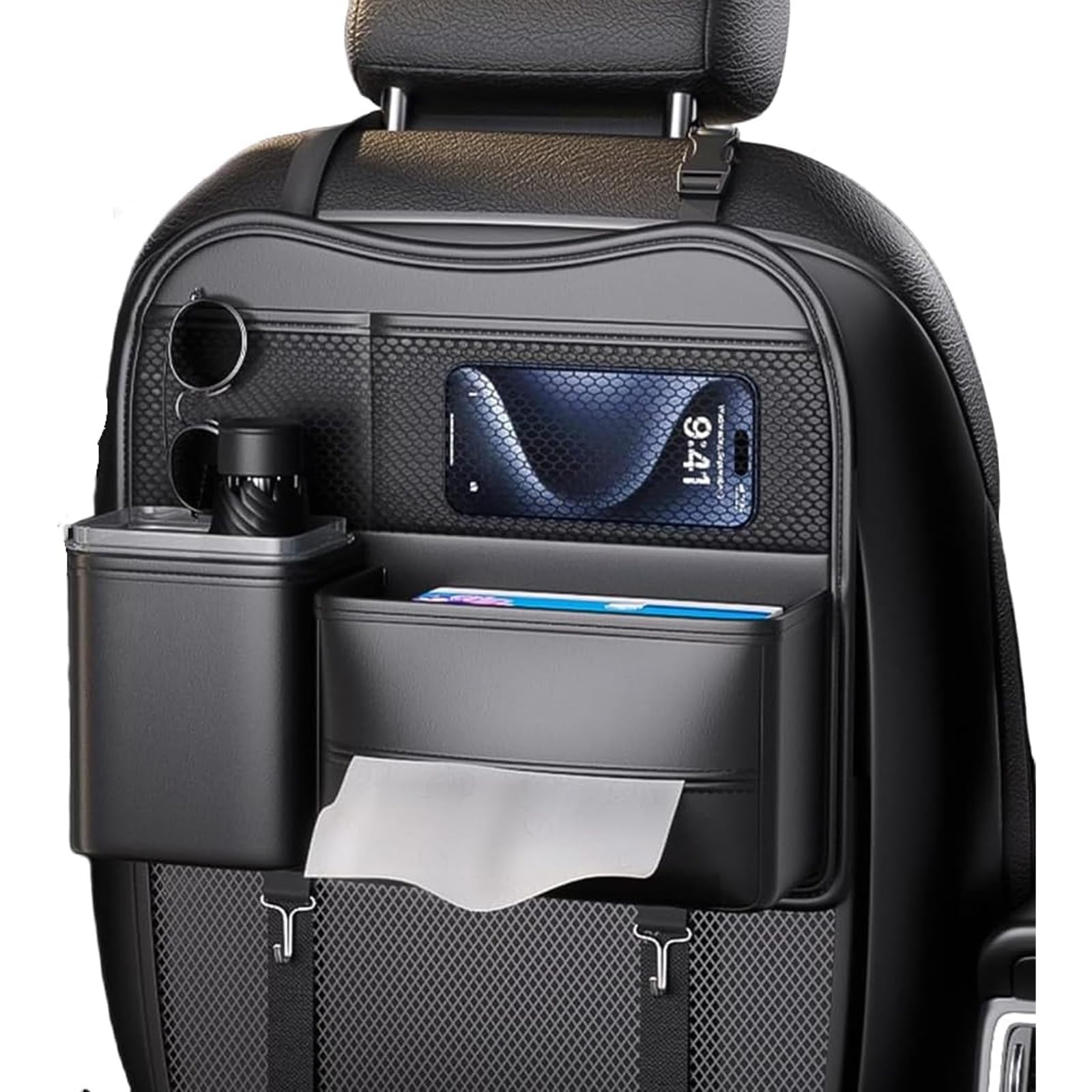 Generico Organizer Sedile Posteriore Auto per Ford EcoSport/4WD/Freestyle/S/St-Line Active, Universale Ecopelle Impermeabile Borsa Portaoggetti Multi-Tasca Protezione Schienale Anti-Sporco