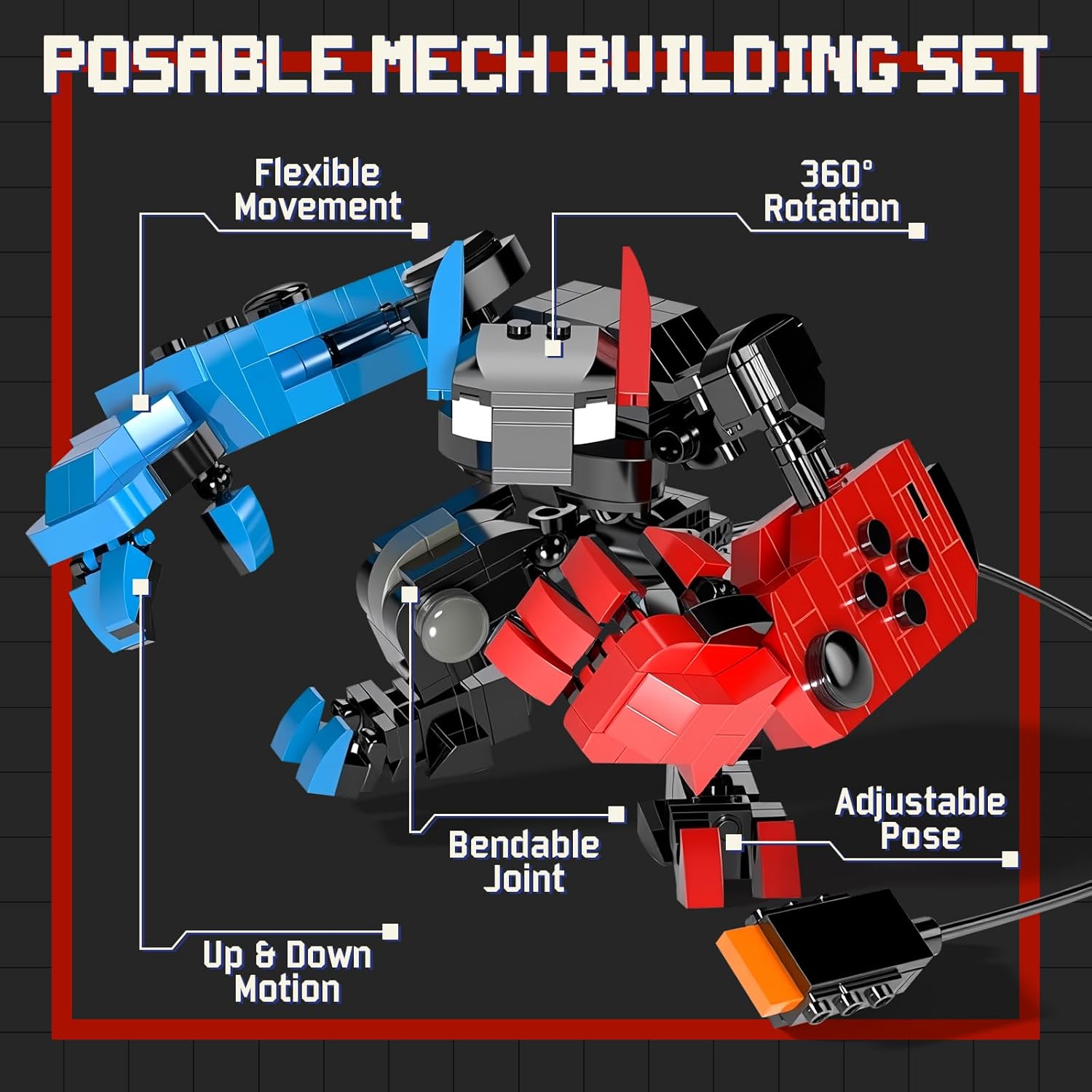 HIGH GODO Mech Building Set, Classic Game Controller Robot Building Blocks with Posable Head, Hands & Legs, Cool Toys Gifts Ideas for Adults, Teens Age 14+ and Game Fans (418 PCS)