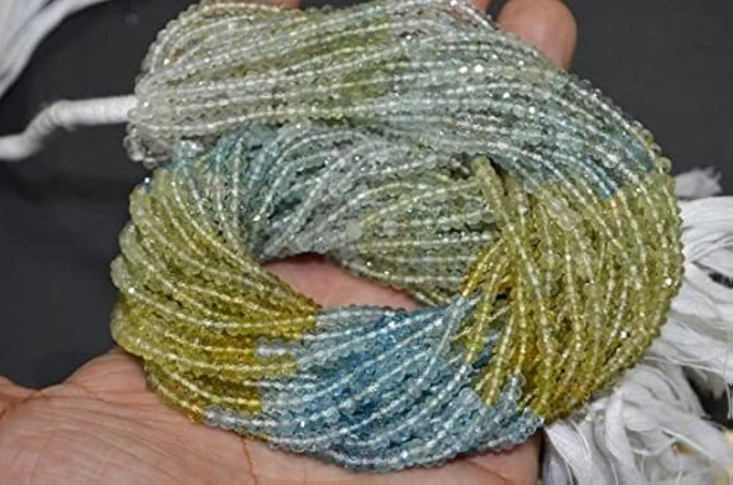 Perles d'aigue-marine facettées multicolores 3.5-4mm pour création bijoux