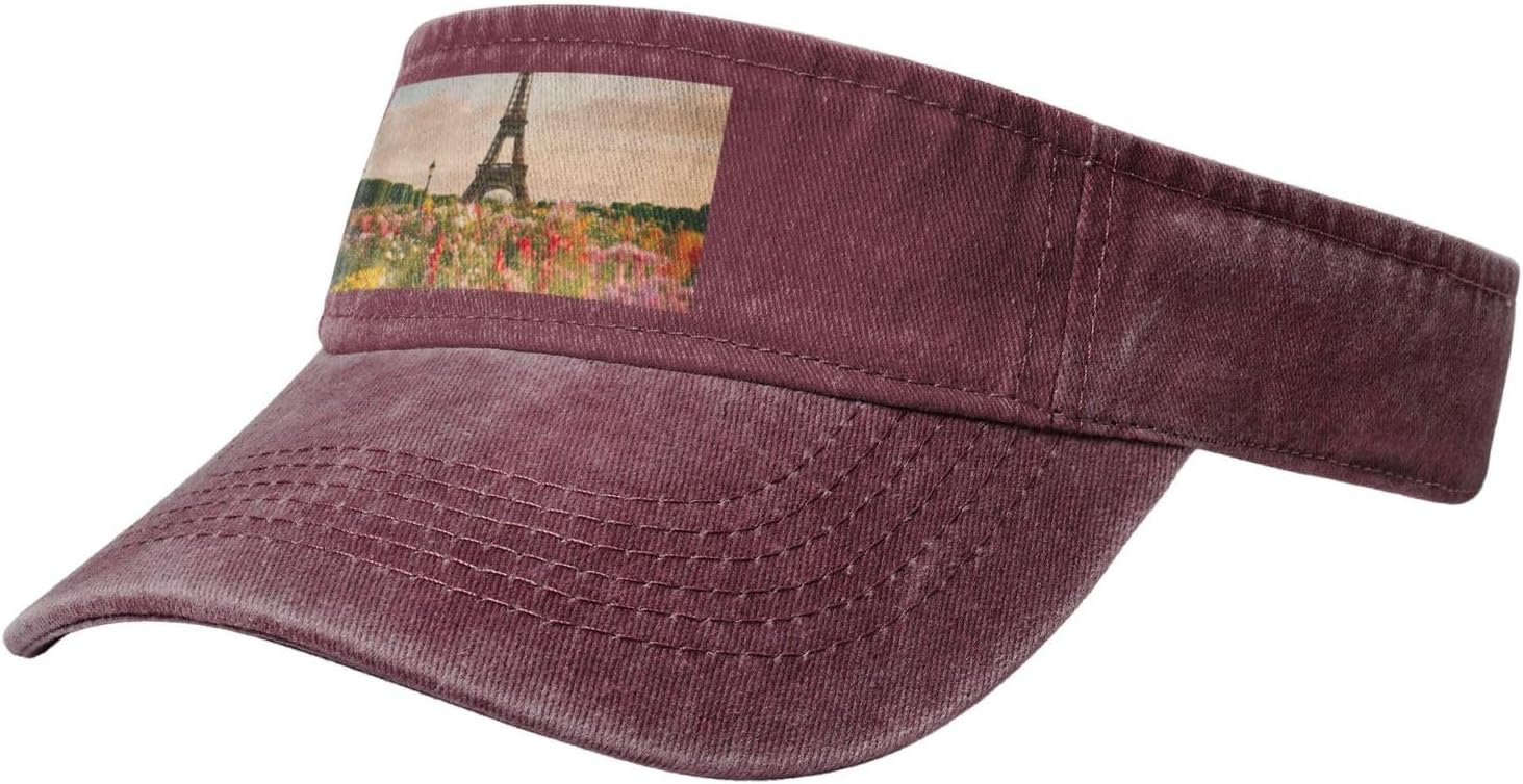 Beautiful Eiffel Tower Paris Print Sport Sun Visor Hats Cotton Ball Caps Empty Top Baseball Sun Cap for Men Women