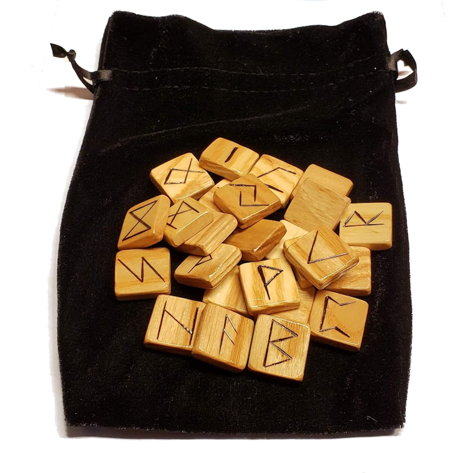 Wooden Runes Set Ash with Carved Elder Furthark Alphabet Viking Runes for Divination and Healing… (Ash)