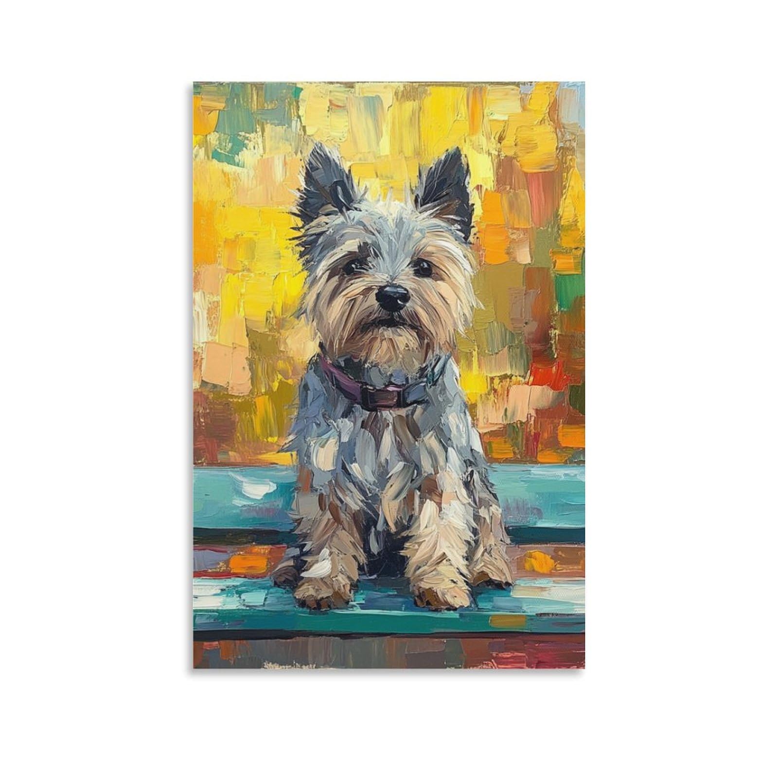 Cadeau Westie tableau decoration murale anniversaire peintre