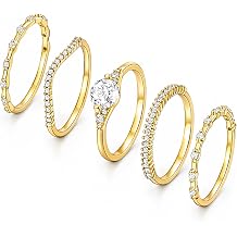 iF YOU Gold Rings for Women Non Tarnish, Dainty 14K Gold Plated Stackable Cubic Zirconia Knuckle Ring Set, Trendy Statement Promise Wedding Bands Stacking Engagement Rings Size 6 7 8 9 10