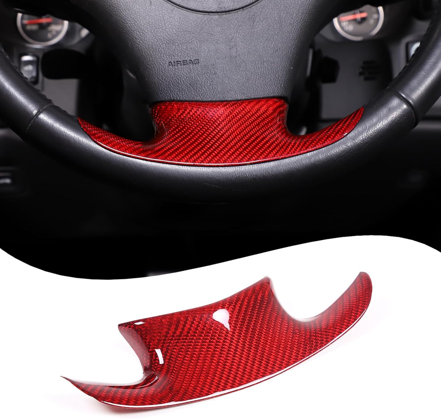 Lcojicep Inner Instrument Lower Bottom Frame Cover Trim Compatible with Chevrolet Corvette C6 2005-2013,Real Carbon Fiber Central Control Panel Chin Frame Trim Cover (Red)